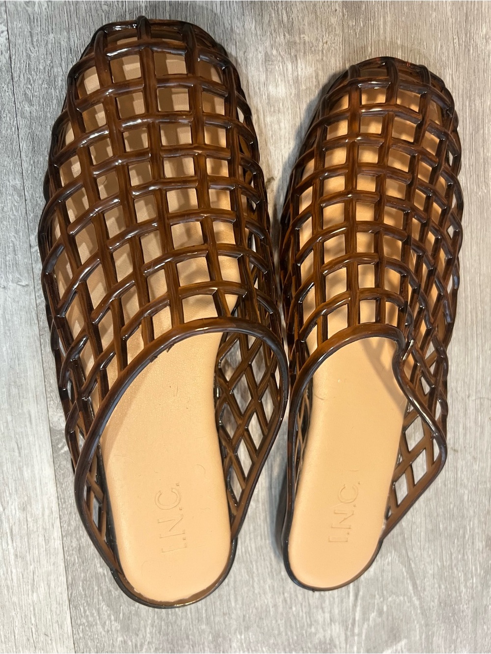 INC International Concepts Brown Jelly Slide Amiiee Mules - Picture 7 of 7